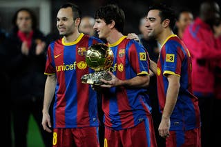 Messi, Iniesta and Xavi finished as the top three in 2010